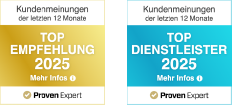 ProvenExpert Top Empfehlung und Top Dienstleister 2025